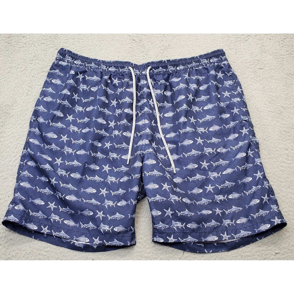 Kirkland Signature Swim Liner Fish Shorts Men 2XL Multi Elastic Waist Drawstring